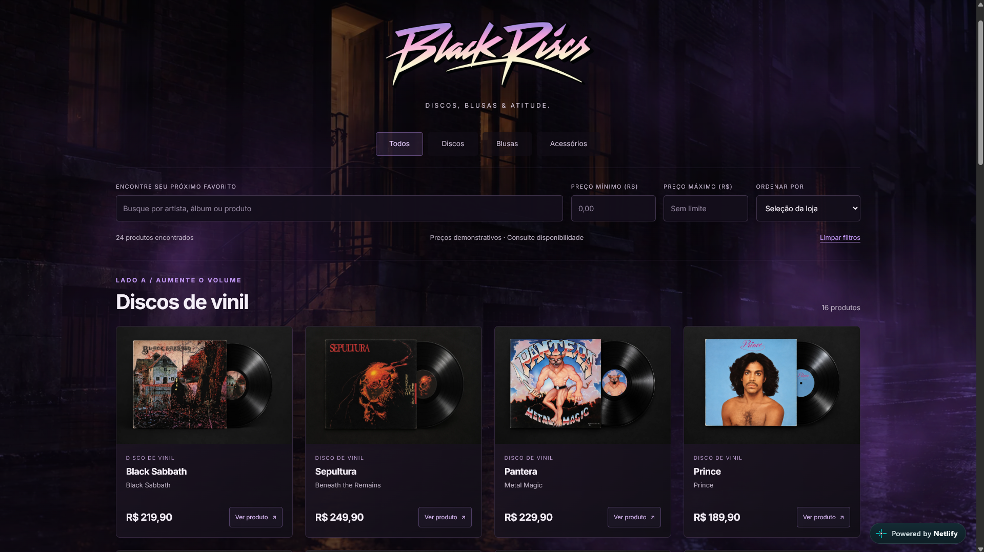 Capa do site de VINIL Black Discs