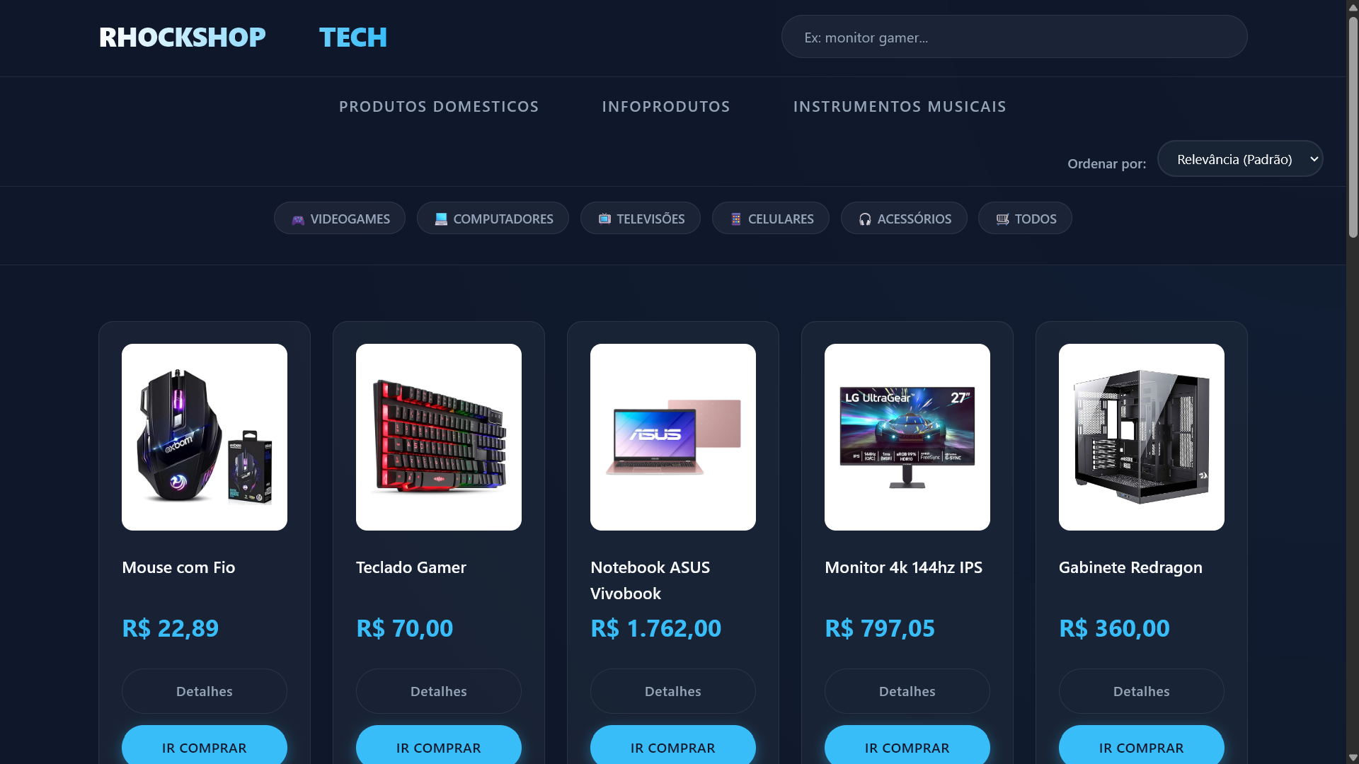 Capa do site de rhock shop