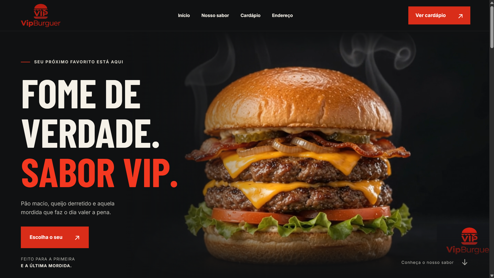Capa do site de VIP BURGUER